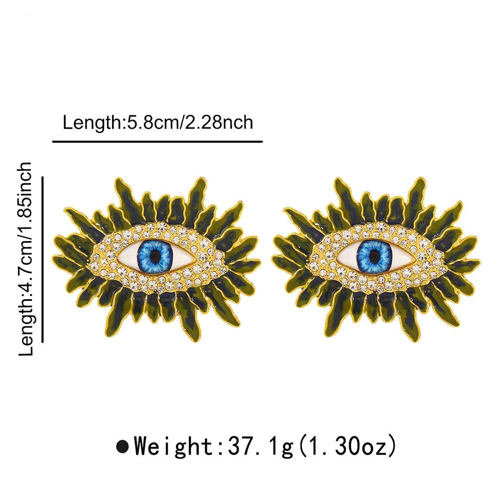 

New eye Alloy Diamond-Encrusted Oil Stud Earrings Fashionable Creative Retro And Light Luxury Earrings Women Jewelry Accessories