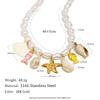 MamacitaSlay 316L Stainless Steel Ocean Series Flower Pearl Necklace 18K Gold Plated Waterproof Jewelry Vacation Party Necklace
