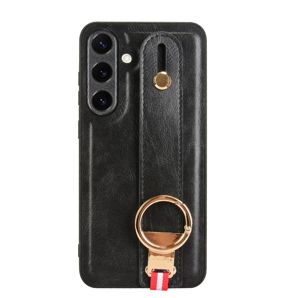For Samsung Galaxy S25+ Case Wristband Kickstand Leather+PC+TPU Phone Cover with Bottle Opener