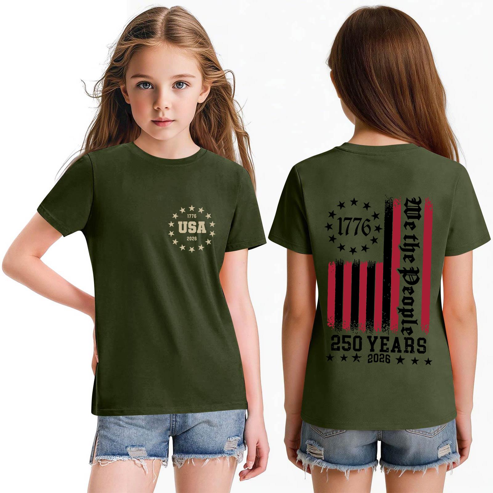 

Children s Short Sleeve Tops Casual Print T-Shirt Round Neck Pullover Blouse 100 армия зеленый