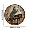 Vintage Pianist Cat Metal Tin Sign Retro Wall Art for Home Cafe Garage