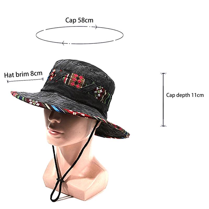 Pălărie de pescar personalizată în stil etnic, de primăvară-vară, de exterior, la modă, pălărie de soare, stil vintage de stradă veche, pălărie cu boruri mari