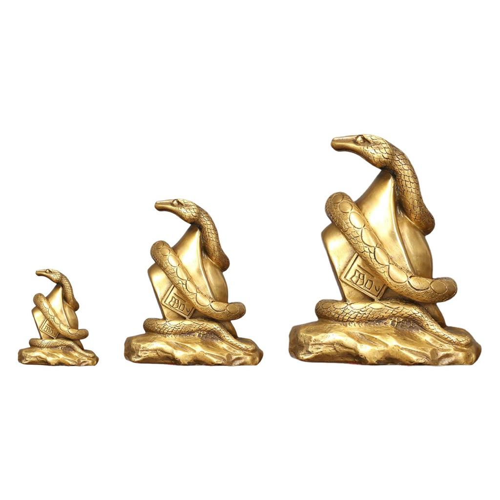 Brass Snake Ornament Table Figurine Decorative Objects Animal Sculptures for Desk Shelf Home Office Diorama