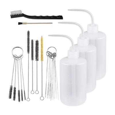 24Pieces Airbrush Clean Set Featuring 4 Squeeze Bottles and 21 Brushes for Thorough Sprayer Care Daily Casual Use