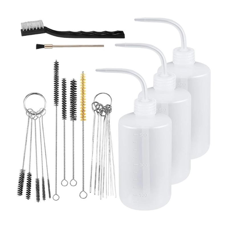 

24Pieces Sprayer Paint Cleaning Set with 4 Squeeze Bottles and 21 Brushes for Enhances Sprayer Long Time Use Designs 1
