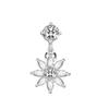 Upside Down Peach Heart Teardrop Zircon Belly Button Ring, 316 Stainless Steel Navel Jewelry