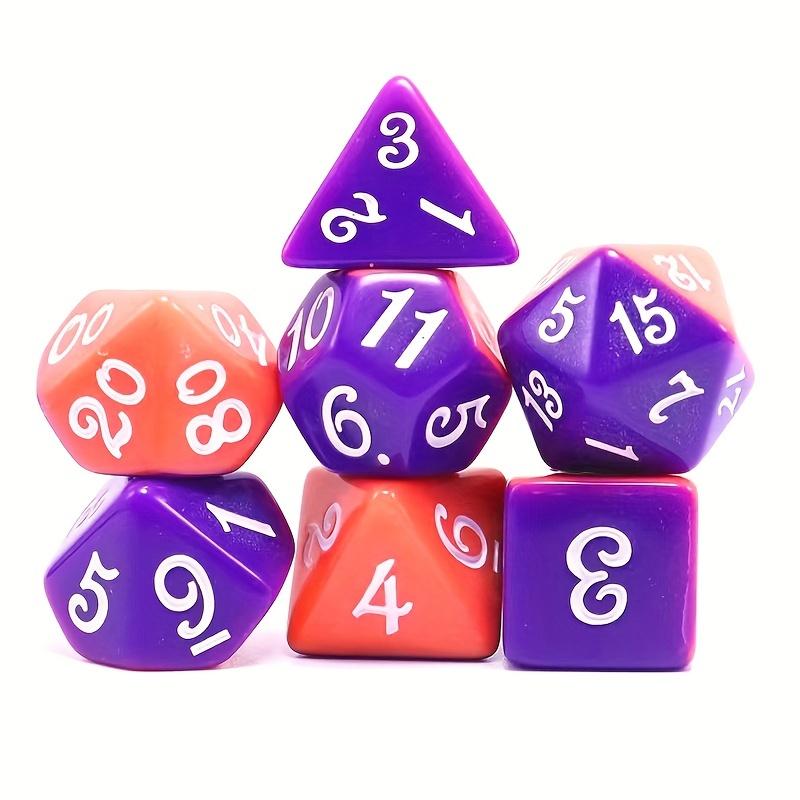 A Deck of Plastic Waterproof and Wear-resistant Playing Cards and a Set of 7 Purple and Pink Two-color Multi-sided Digital Dice