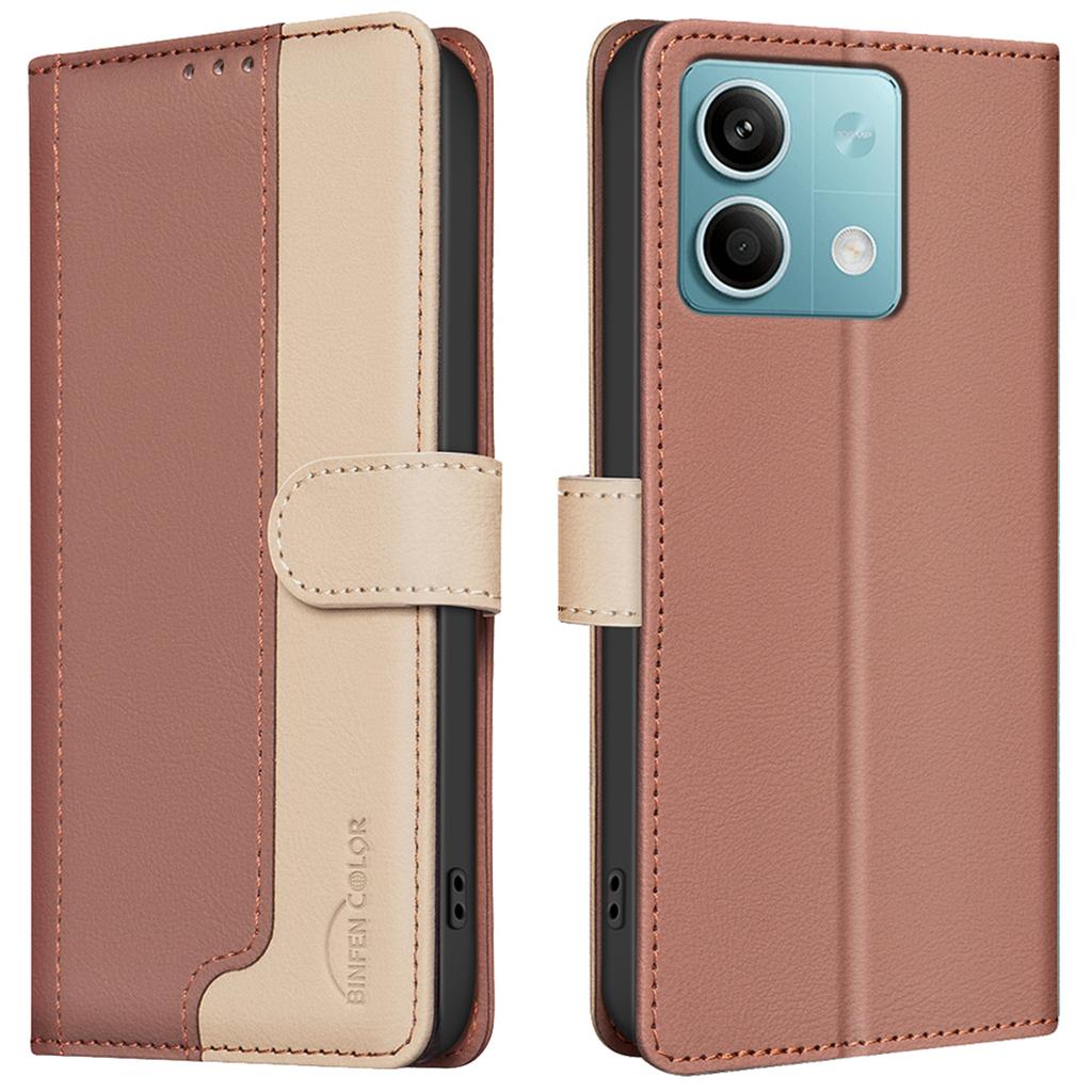 For Xiaomi Redmi Note 13 5G Leather Case Splicing Color Wallet Cover