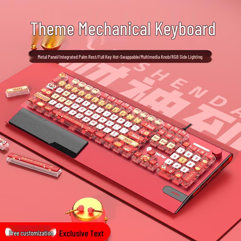 Langtu K1000 Mechanical Keyboard - Blue, Black, Brown, Red, Silver Switches, Esports Gaming for Girls, Office Wired, Custom Transparent Design