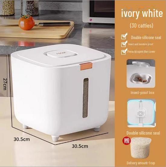 Vegetarian Rice Container - 20 Lb Capacity, Food-Grade, Moisture-Proof, Insect-Resistant Storage for Rice and Noodles.