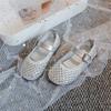 Girls Princess Shoes Sparkling Hollowed-Out Sandals for Kids 2025 Summer New Flat Shoes Mesh Hook&loop Toddlers Breathable Ins
