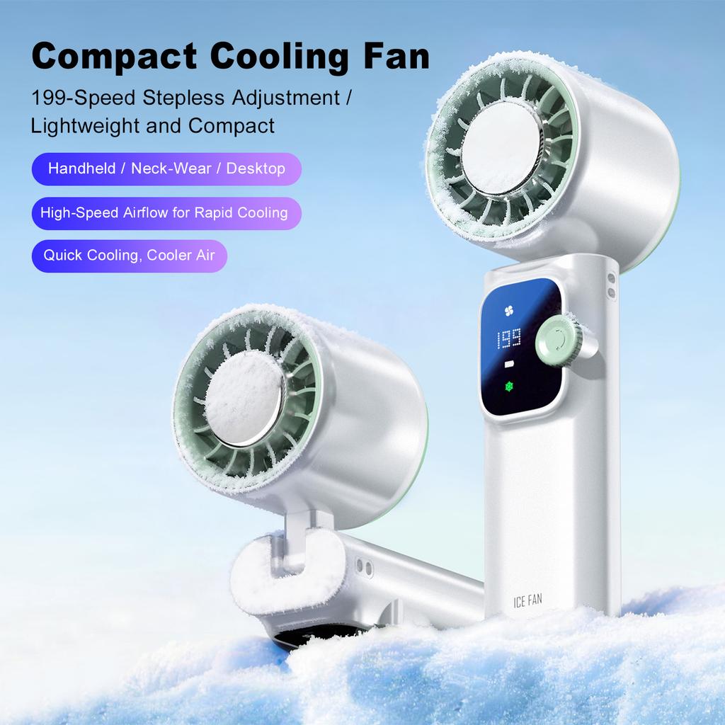 199 Speed Small Pocket Fans with Ice Cooler Powerful Mini Personal Fans Electric Quiet Handfan Beach Vacation Travel Essentials