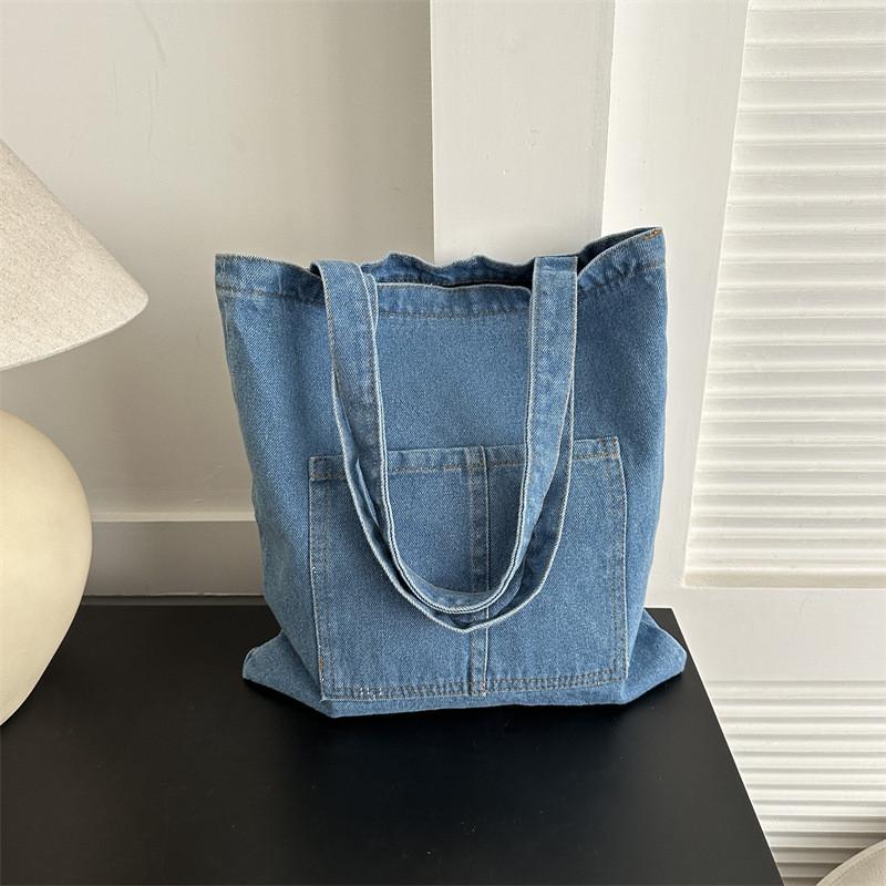 Cowboy Canvas Compact Shoulder Bag With Stitch Detailing For Street Fashion