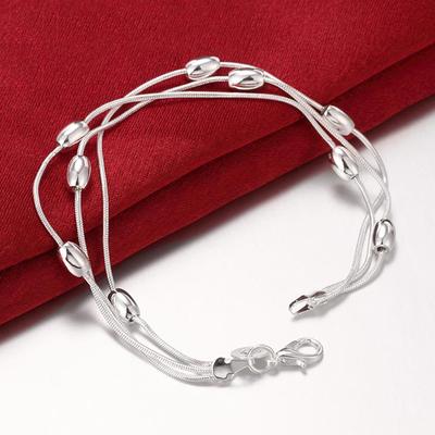 925 Silver Bead Charm Bracelet For Women Fashion Jewelry