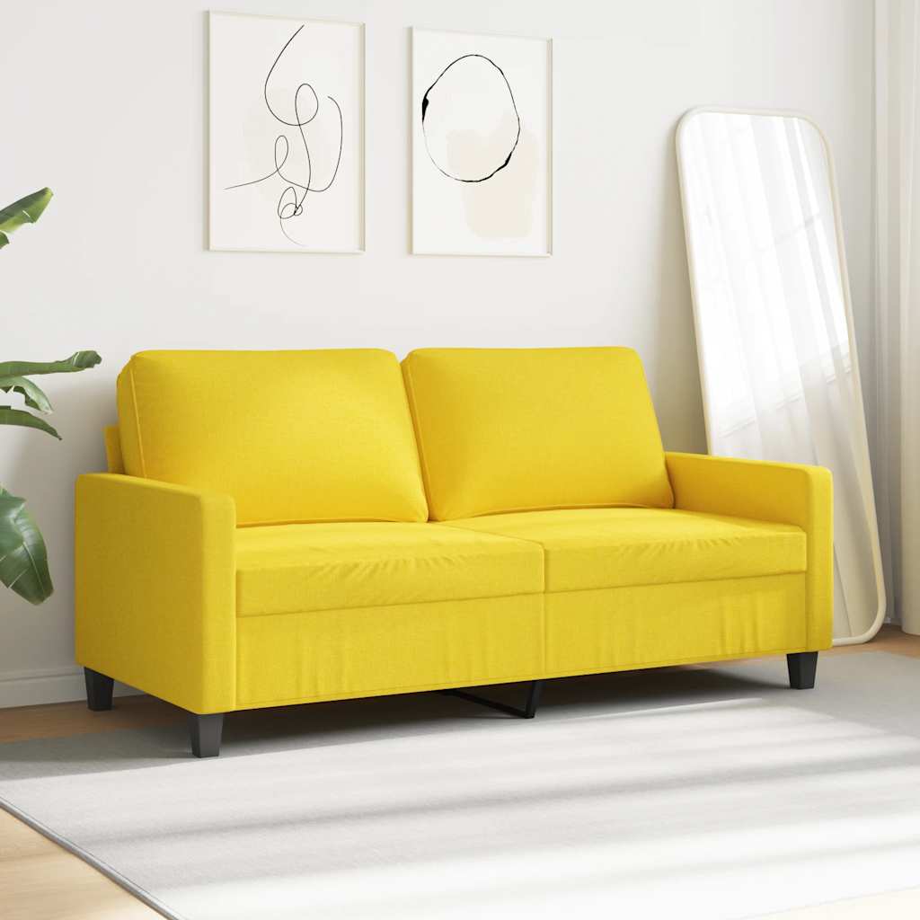 Vidaxl 2-Seater Sofa, Light Yellow, 140 Cm, Upholstered In Fabric