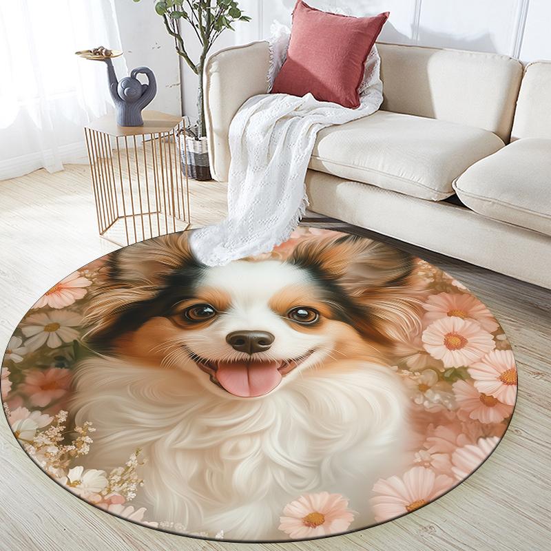 

Beautiful Papillon pattern round rug,Carpet Rug for Living Room Bedroom Playroom ,Non-slip Floor Mat,Holiday Gifts and Birthday Gifts. 80cmx80cm