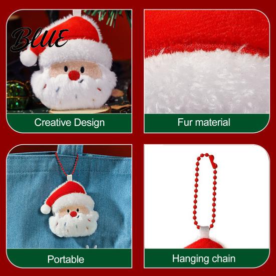 Plush Christmas Tree Cartoon Doll Santa Wreath Cute Stuffed Ornaments Keychain Gingerbread Ornaments Charms Holiday