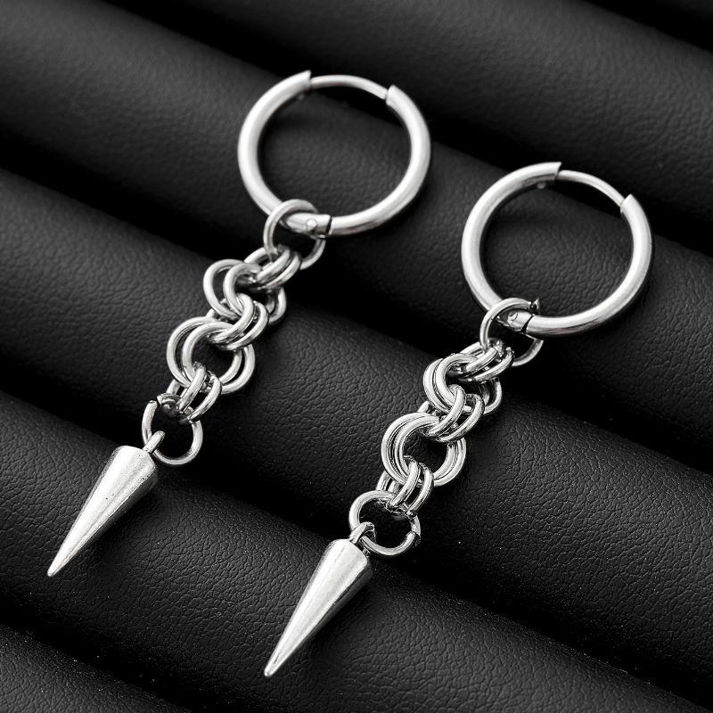 Gothic Y2K Punk Peak Rivet Pendant Earrings Men and Women Viking Jewelry  Street Dark Party Gift Accessories
