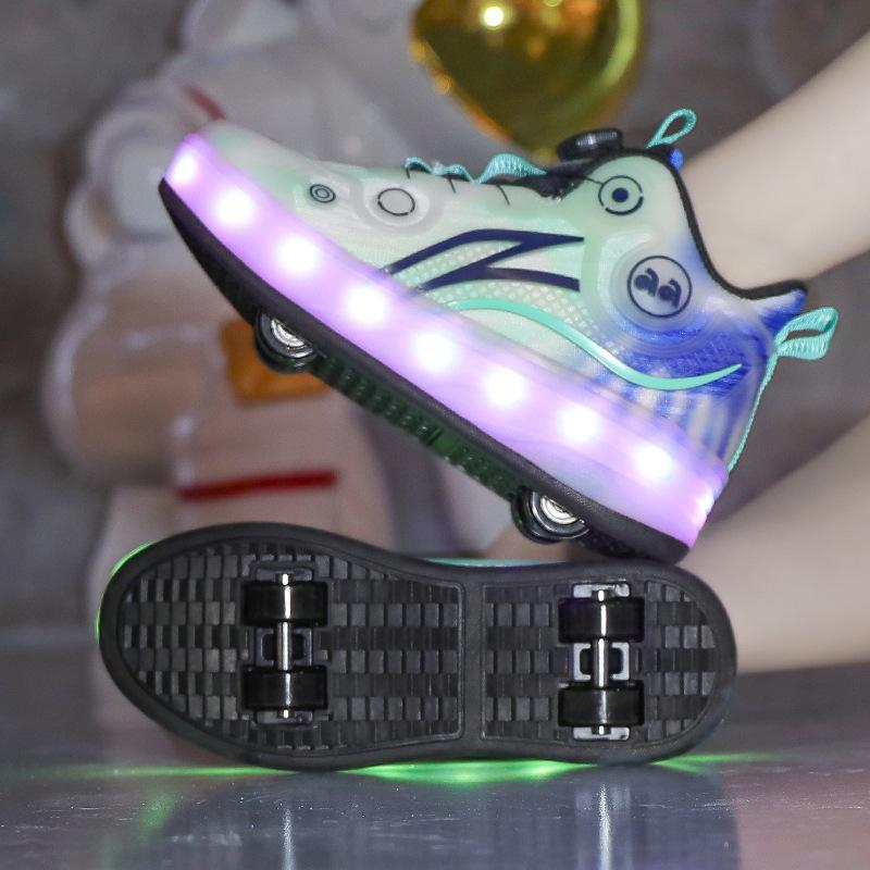 Inline Skate Shoes Children's Deformation Shoes 2 Wheel Roller Skates Dual-use Roller Skates for Boys and Girls LED Sneaker