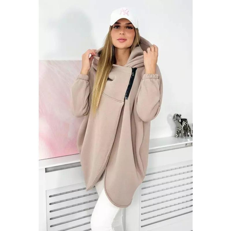 Damenmode, lässig, einfarbig, bedruckt, Herbst-Winter, langärmelig, mit Kapuze, Jacken und Mäntel