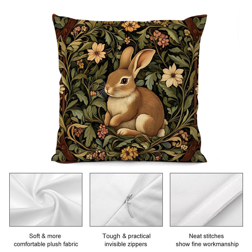 Rabbit Retro Decorative Pillow Case Short Plush Sofa Decorative Gift Home Double-sided Printing Cushion