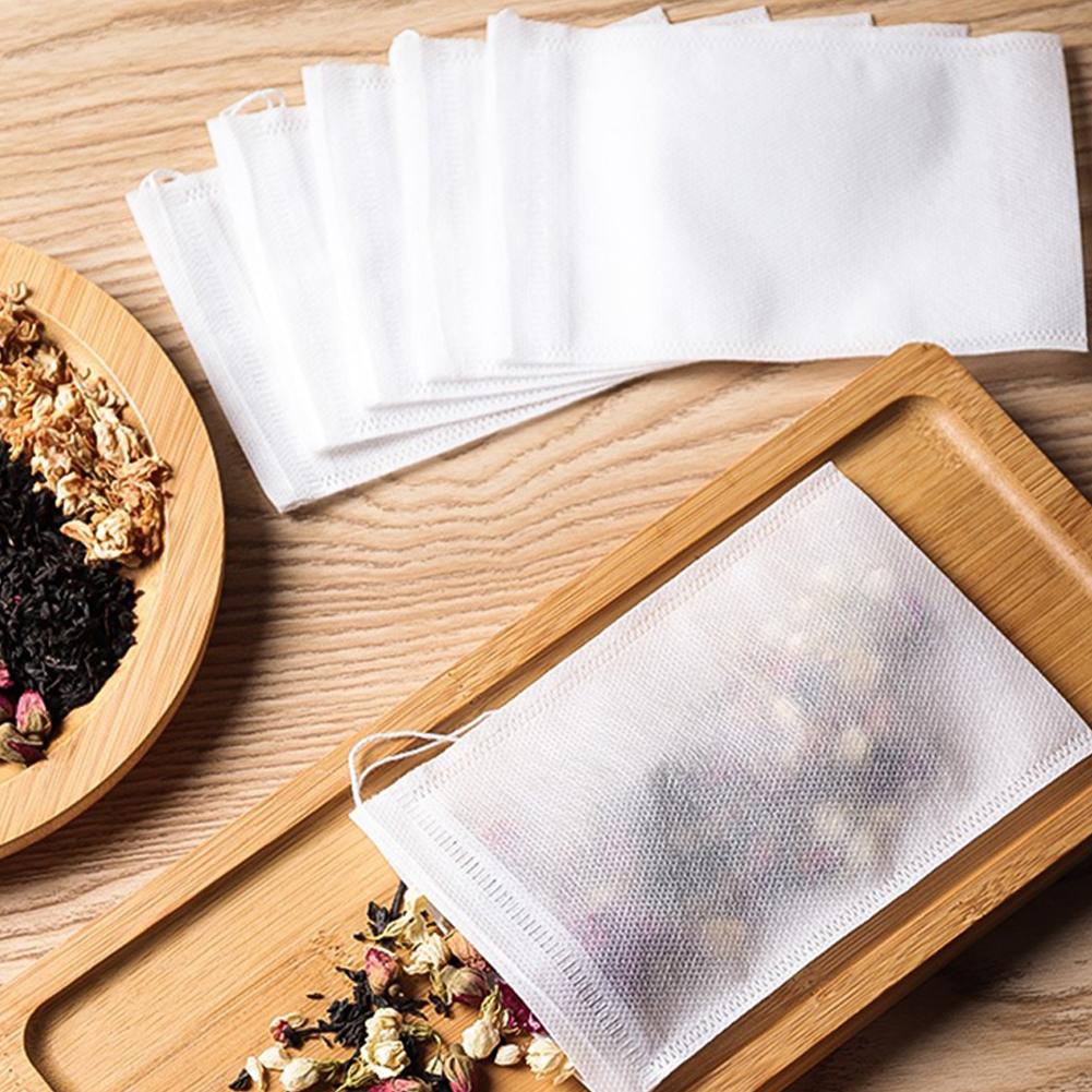 100Pcs Empty Tea Infuser Sachets with Drawstring 3.15x2.36 In Tea Filter Bags Safe Material Empty Tea Bags for Loose Leaf Tea