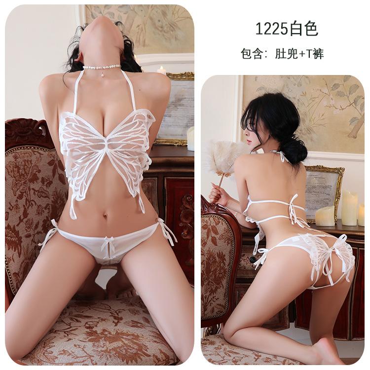 Sex Underwear Sexy Perspective Mesh Passion Butterfly Three-point Backless Open Gear Free Uniform