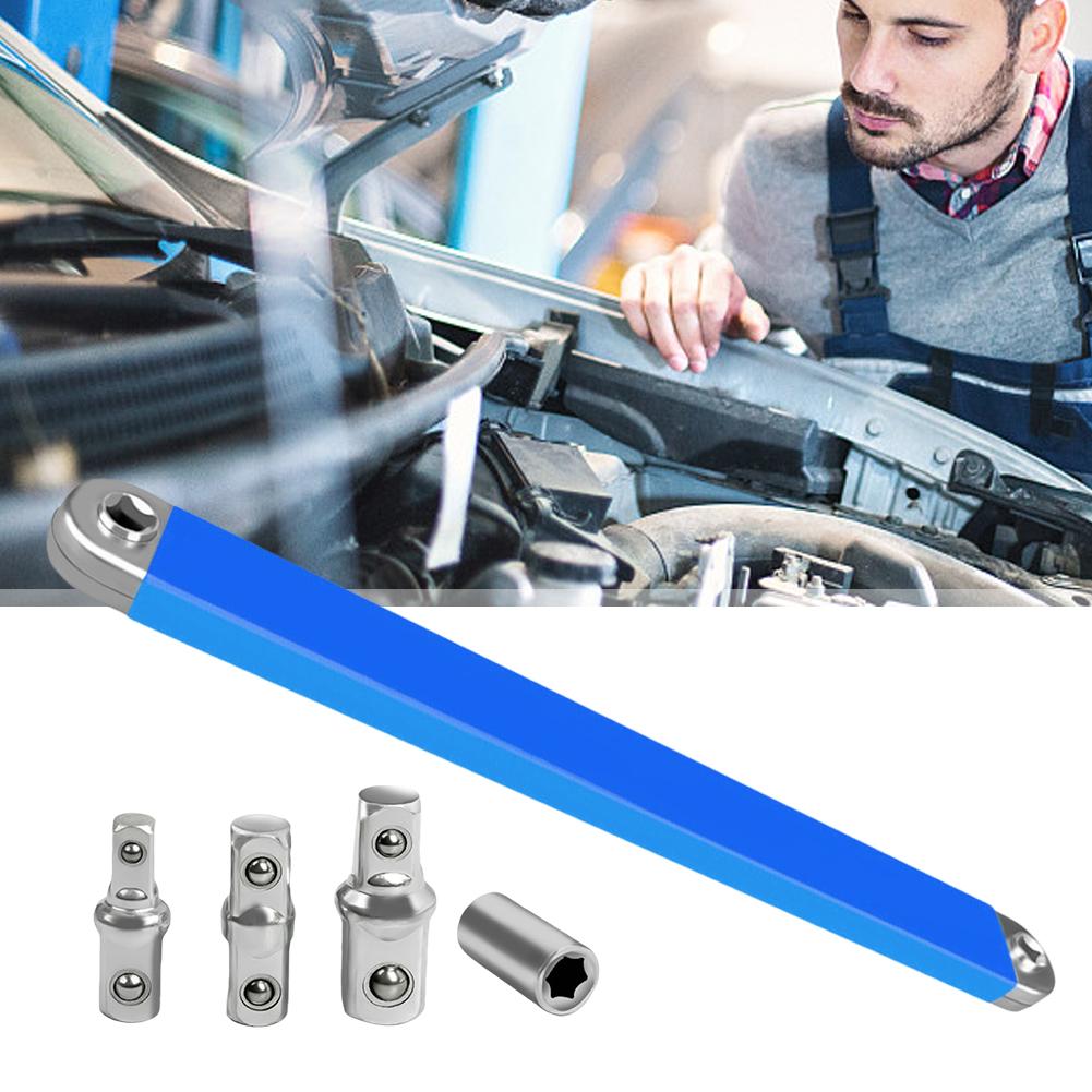 Ratchet Spanner & 1/2 1/4 3/8inch Adapters Offset Ratchet Spanner Socket Wrench Tool for Cramped Areas & Hard-to-Reach Fasteners