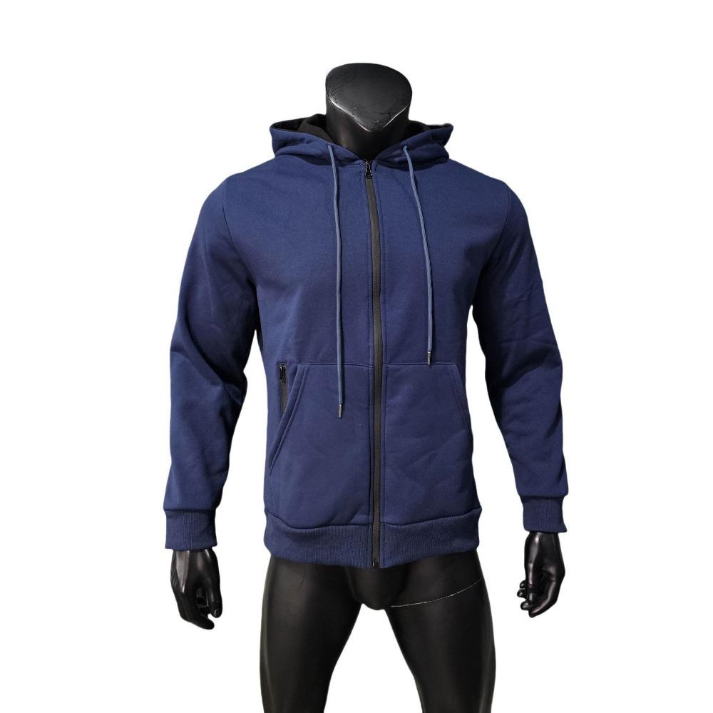 Men's Comfortable Thick Hooded Sweatshirt, Zipper Sports Shirt, Long Sleeved Sweatshirt, Autumn and Winter Season
