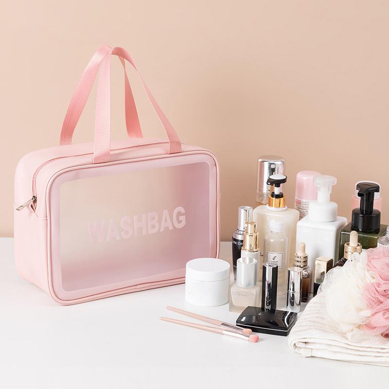Dry-Wet Separation Double Transparent Pu Makeup Bag Portable Washing Bag Cosmetic Storage Bag Travel Fitness Swimming Essentials