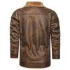 Herren Wildlederjacke Langer Übermantel Vintage Lederjacke Herren Retro Stil Pelzkragenjacke Herren Herbst Streetwear Mantel
