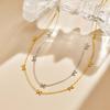 Minimalist Stainless Steel Necklace with 7 Bowkonts,Waterproof Flat Rolo Chain Bow Necklaces,Classic Jewelry Gift
