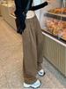 Khaki Retro High-Waist Wide-Leg Women's Work Pants, Extra Long Version for Tall, Spring/Autumn 2025.
