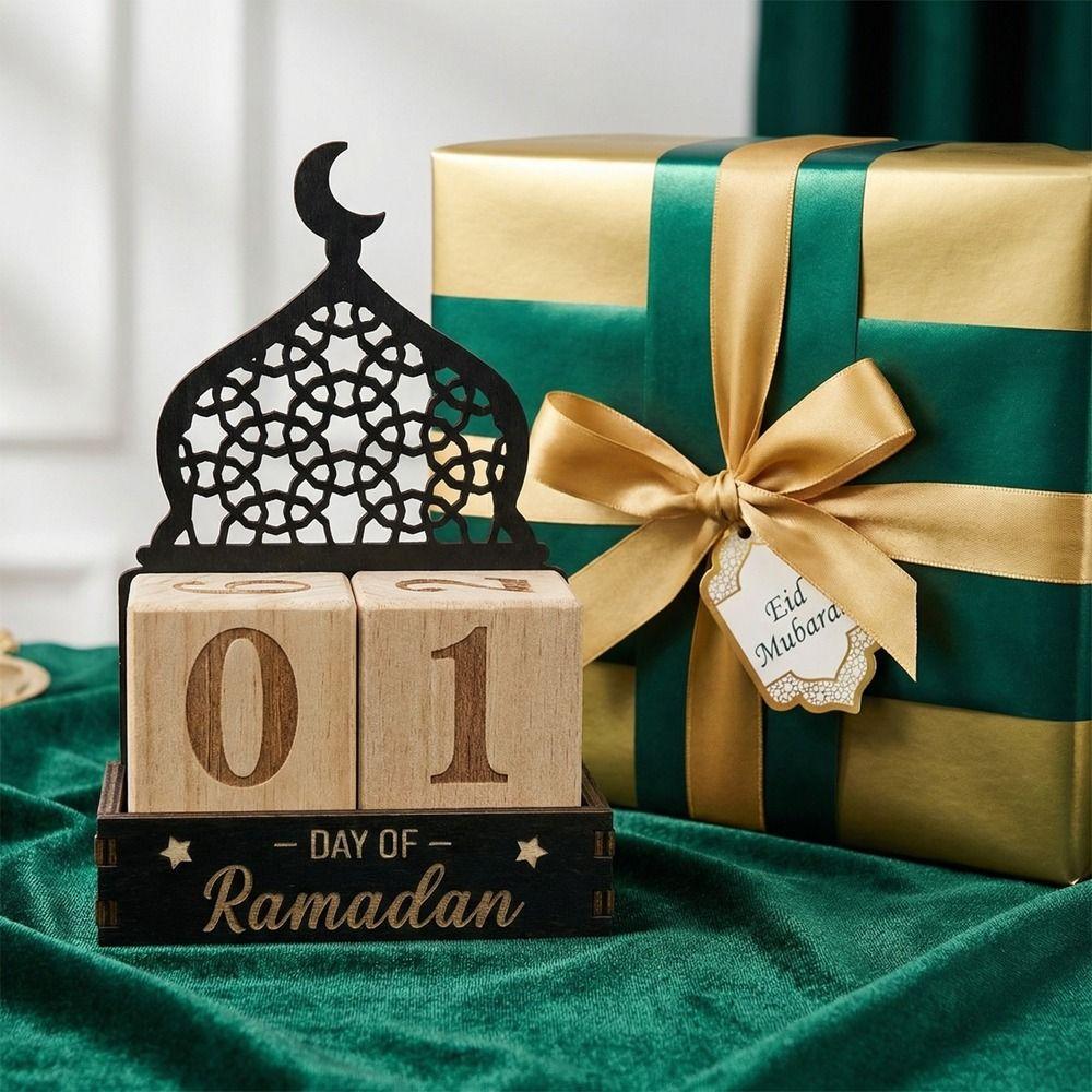Moon Castle Eid Mubarak Calendar Blocks Wooden Ramadan Advent Calendar  Desktop Ornaments