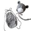 Newborn Photo Outfit Set for Bear Ear Bonnet Hat and Mohair for Months [NANA's Shop] Babies, Romper, Material, 0-6 (gray)