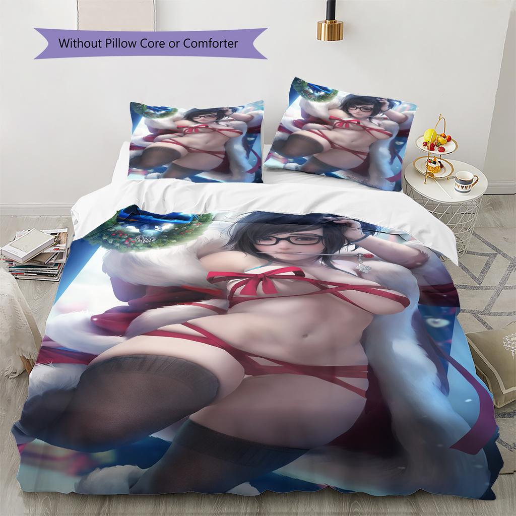 Set Copripiumino Trapuntato con Motivo Anime Federe Decorazione Casa Regalo di Compleanno (1 * copripiumino + 2 * federa, senza nucleo)