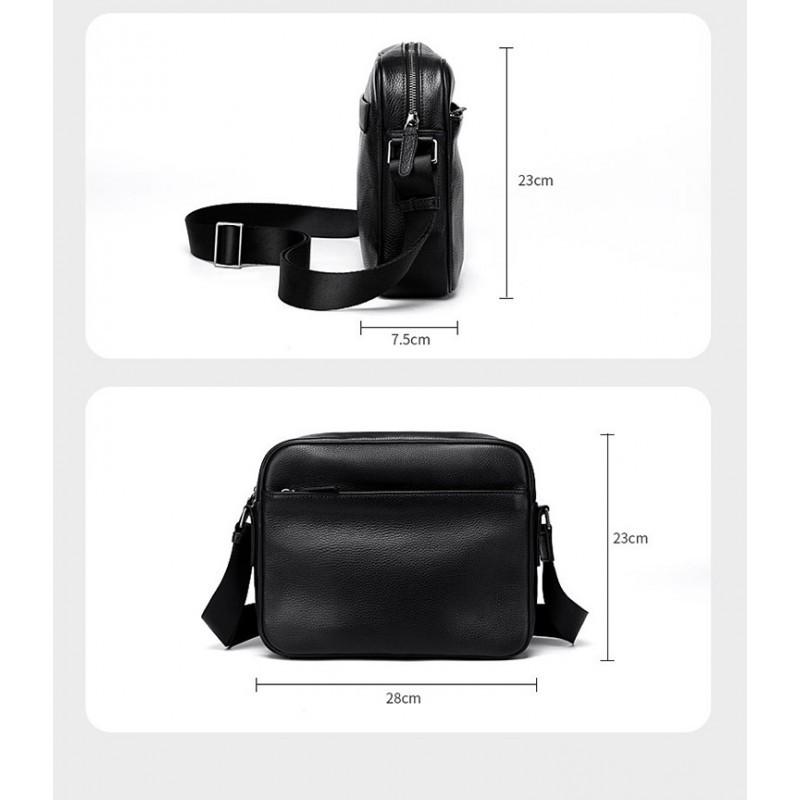 Real Leather Men's Shoulder Crossbody Bag New Business Leisure Commuting Popular Item Top Layer Cowhide Backpack