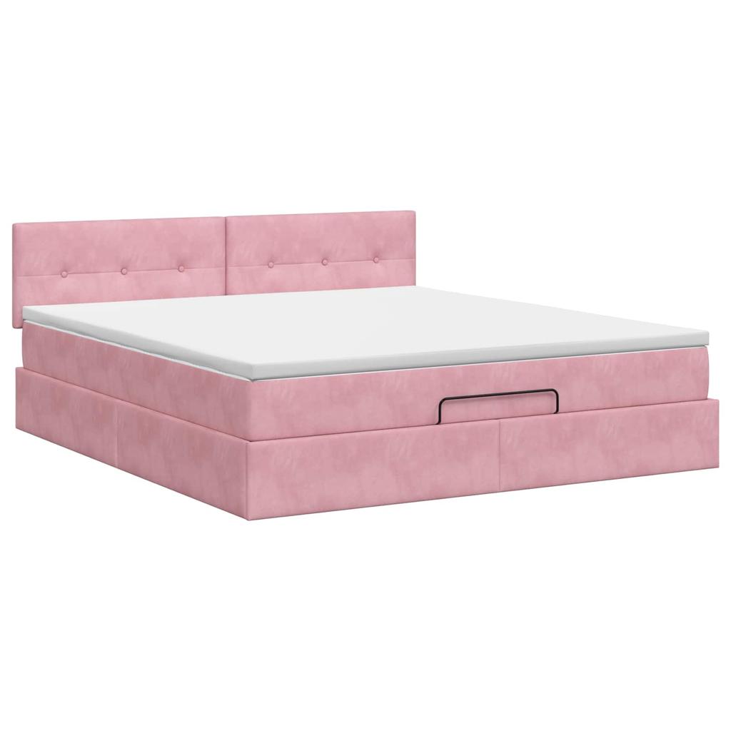 Ottoman Bed with Mattress and Headboard Pink 180 X 200 Cm Velvet
