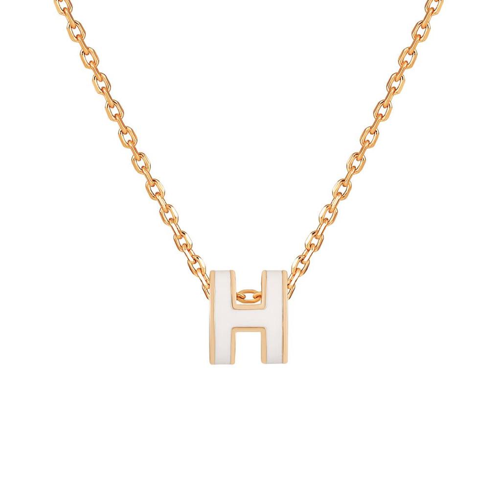 Pony's White 18K Gold Plated 'H' Initial Necklace - Elegant, High-End, Non-Fading Clavicle Chain