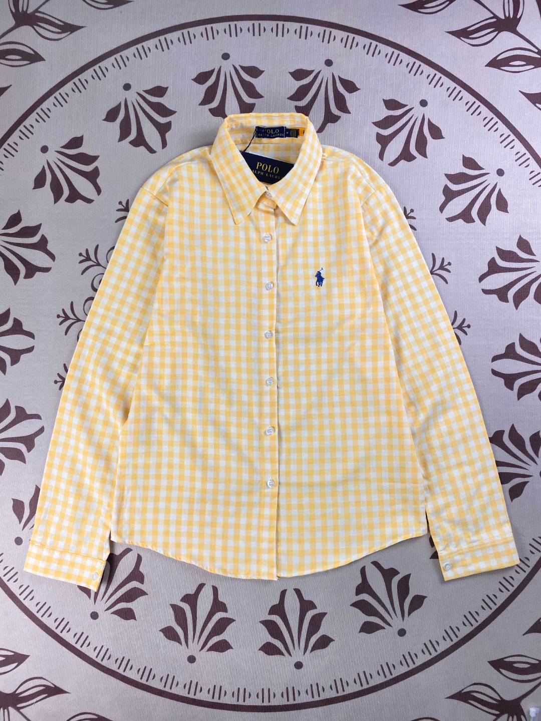 Women s Embroidered Pony Logo Plaid Cotton Shirt - RL Ralph POLO, Casual Long Sleeve with Sun Protection. XXL