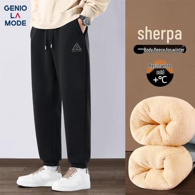 GENIOLAMODE Men's Fleece Lined Lamb Wool Joggers