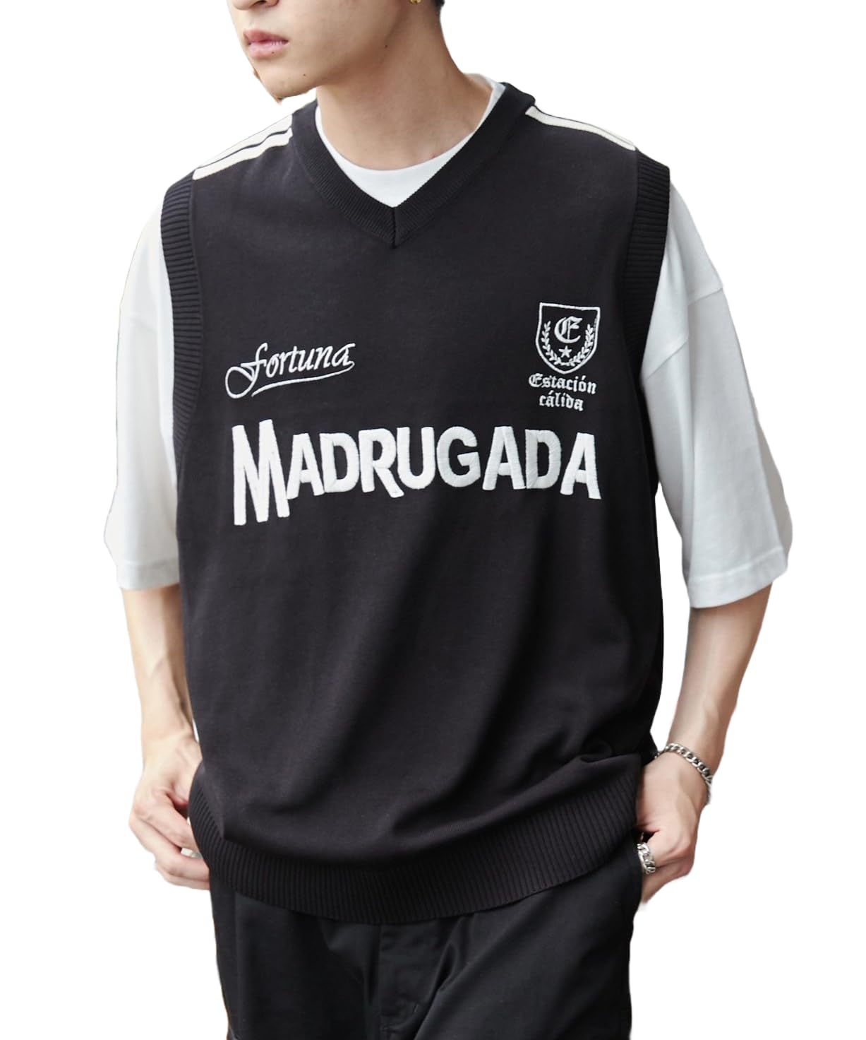 

WEGO Knit Ensemble Set with Inner Short Sleeve Size Black Men s 2-Piece T-Shirt, Summer/Autumn Outfit, Streetwear, Sportswear, Gift, чёрный