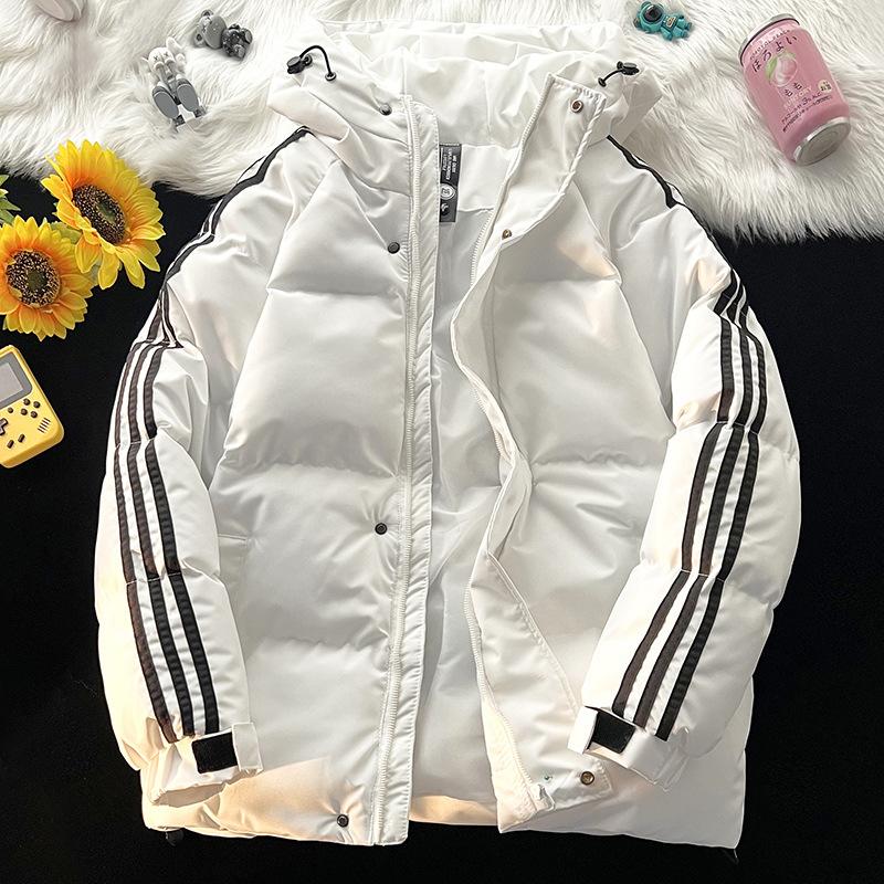 

Зимняя куртка с капюшоном с подкладкой 2025 года Мужская утолщенная куртка с подкладкой Мода Мальчики Однотонная Сумка Пара XL белый
