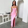 LYRIA High Split Slim Sleeveless Sexy Dress Women Elegant Evening Party Long Dresses Backless Bodycon Dress Vestidos