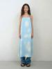Enzo Blues Silky Spread Slip Long Dress (Sky)