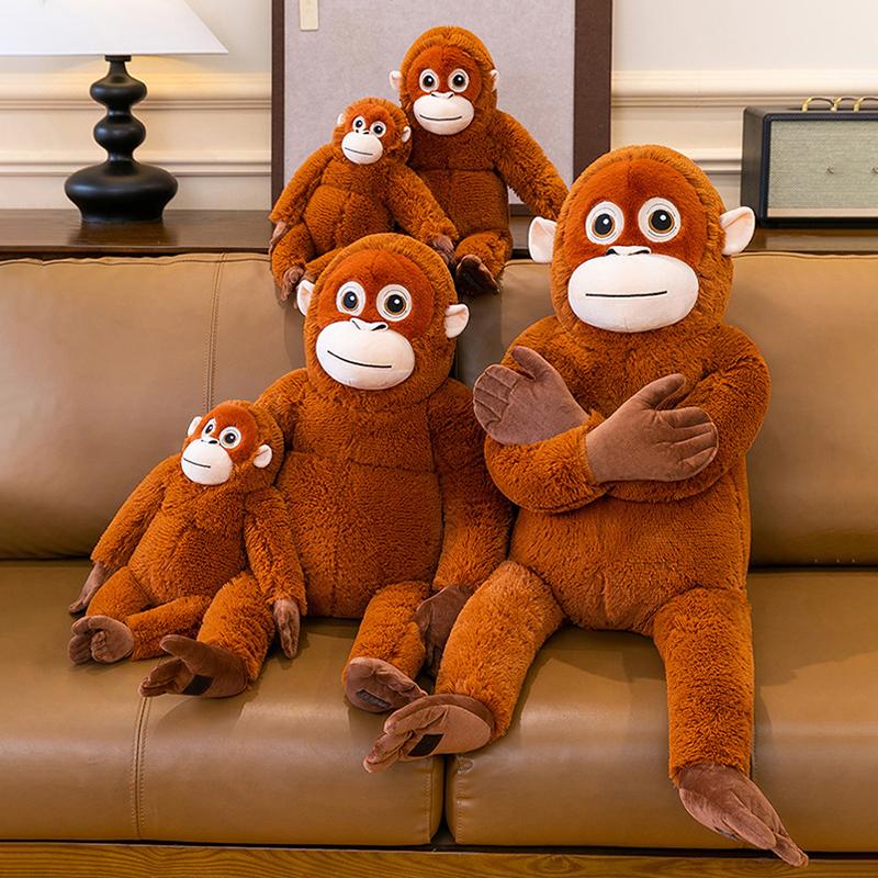 Cartoon Red-Haired Gorilla Plush Toy Long-Arm Monkey Doll Black Chimpanzee Figurine Room Decoration Sleeping Pillow Gift