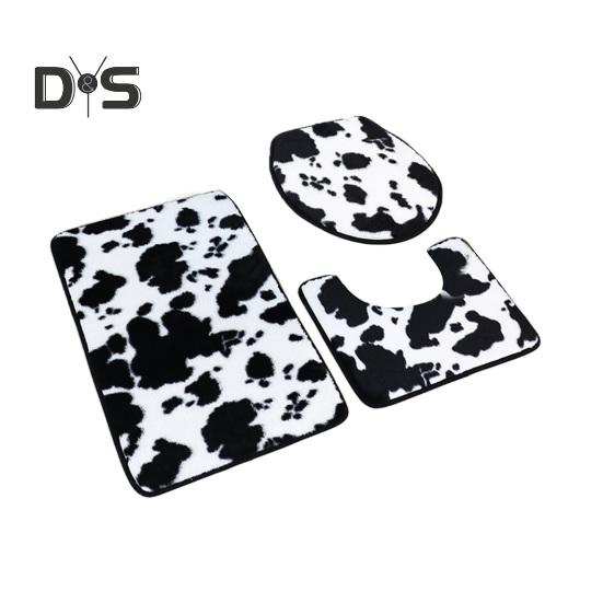 

3 шт./компл. коврик для пола в ванную комнату, нескользящий, суперабсорбирующий, коровий цвет, утолщенный, стеганый, осенне-зимний, теплоизоляционный, напольный ковер, чехол для унитаза 1 Set чёрный