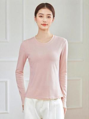 Women's Slimming Lyocell Tencel Long Sleeve Round Neck Base Top - Solid Color