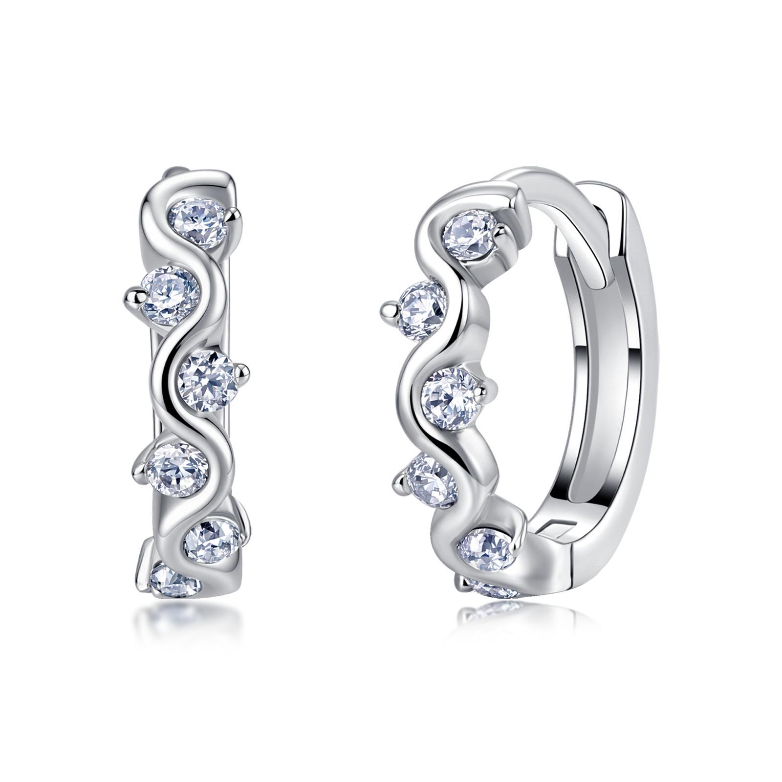 Light Luxury Versatile Commute Ear Buckles S925 Silver Fully Inlaid Moissanite Exquisite High End Fashion Ear Jewelry for Ladies серебряный