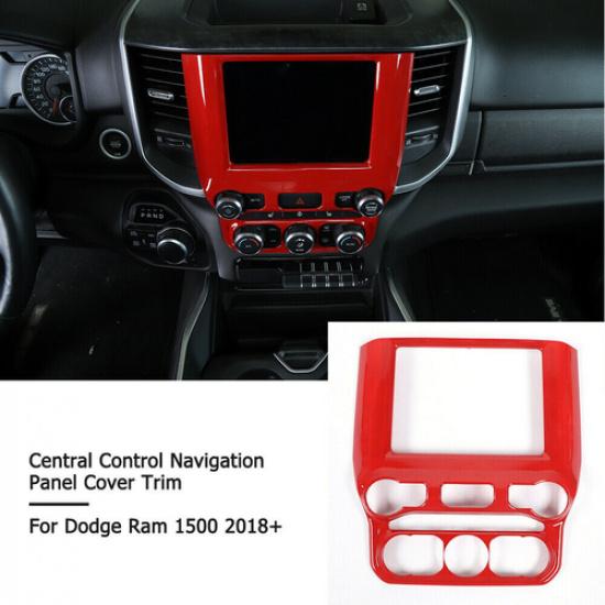 Red Central Control Navigation GPS Panel Screen Trim For Dodge Ram 1500 2018-21